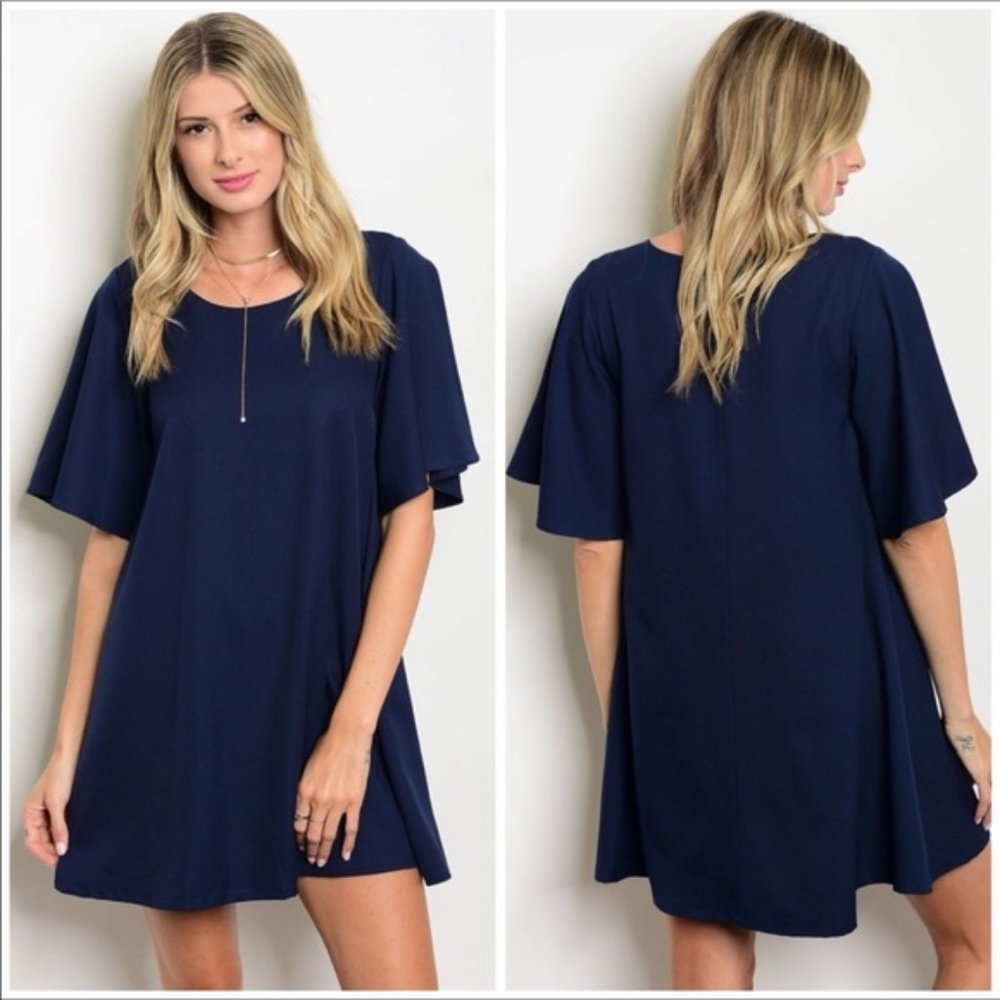 2-Pack Navy Ruffle Sleeve Dress